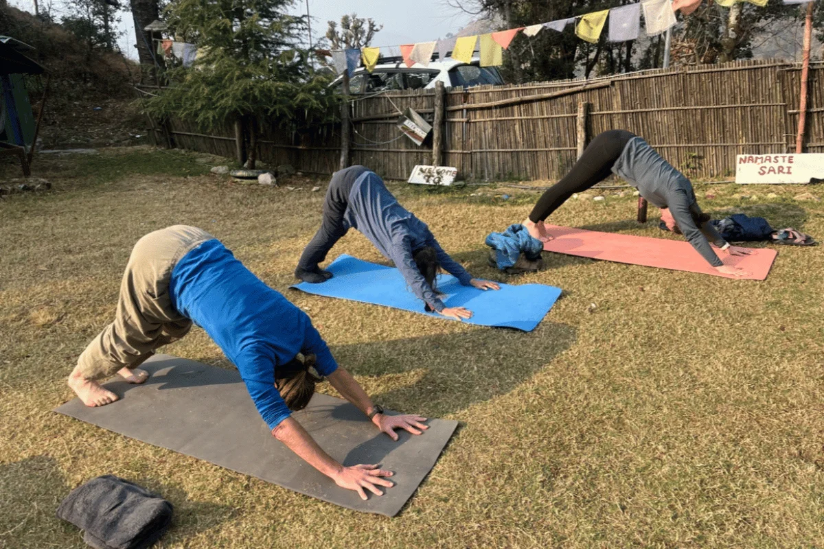 Students Practicing Traditional Yoga Postures during TTC in Rishikesh - Adi Shesh Yoga