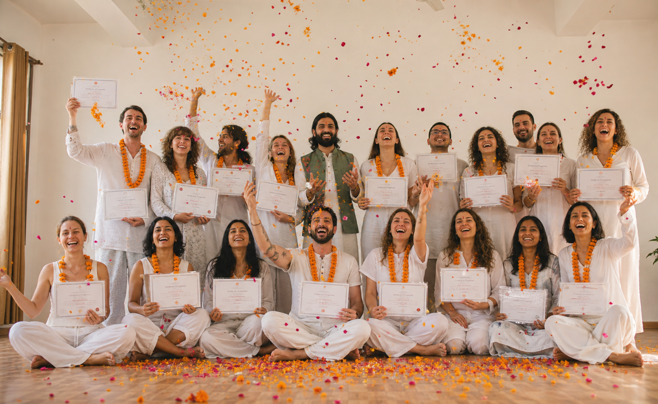 meditation and pranayama session in 100 hour yoga TTC Rishikesh India Adishesh Yoga Shala
