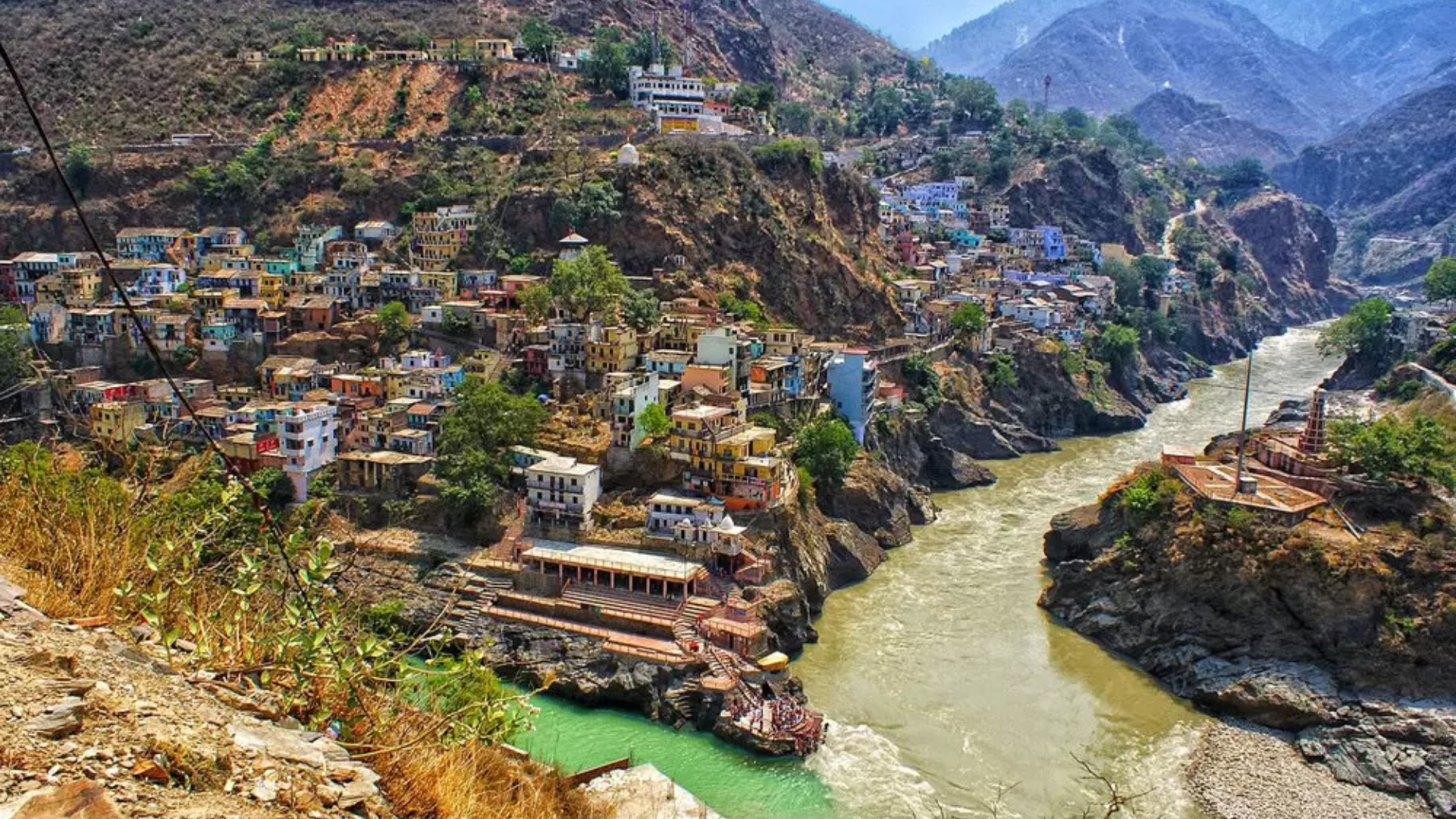 Devprayag town in Tehri Garhwal district Uttarakhand