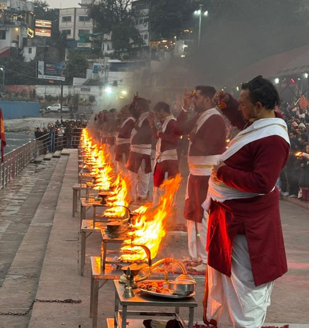 Ganga Aarti ceremony at Triveni Ghat Rishikesh