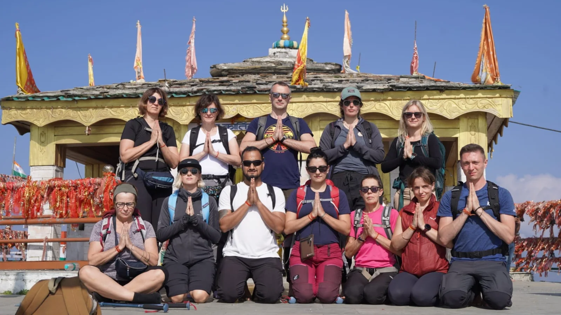 Group prayer and meditation at Kartik Swami Temple