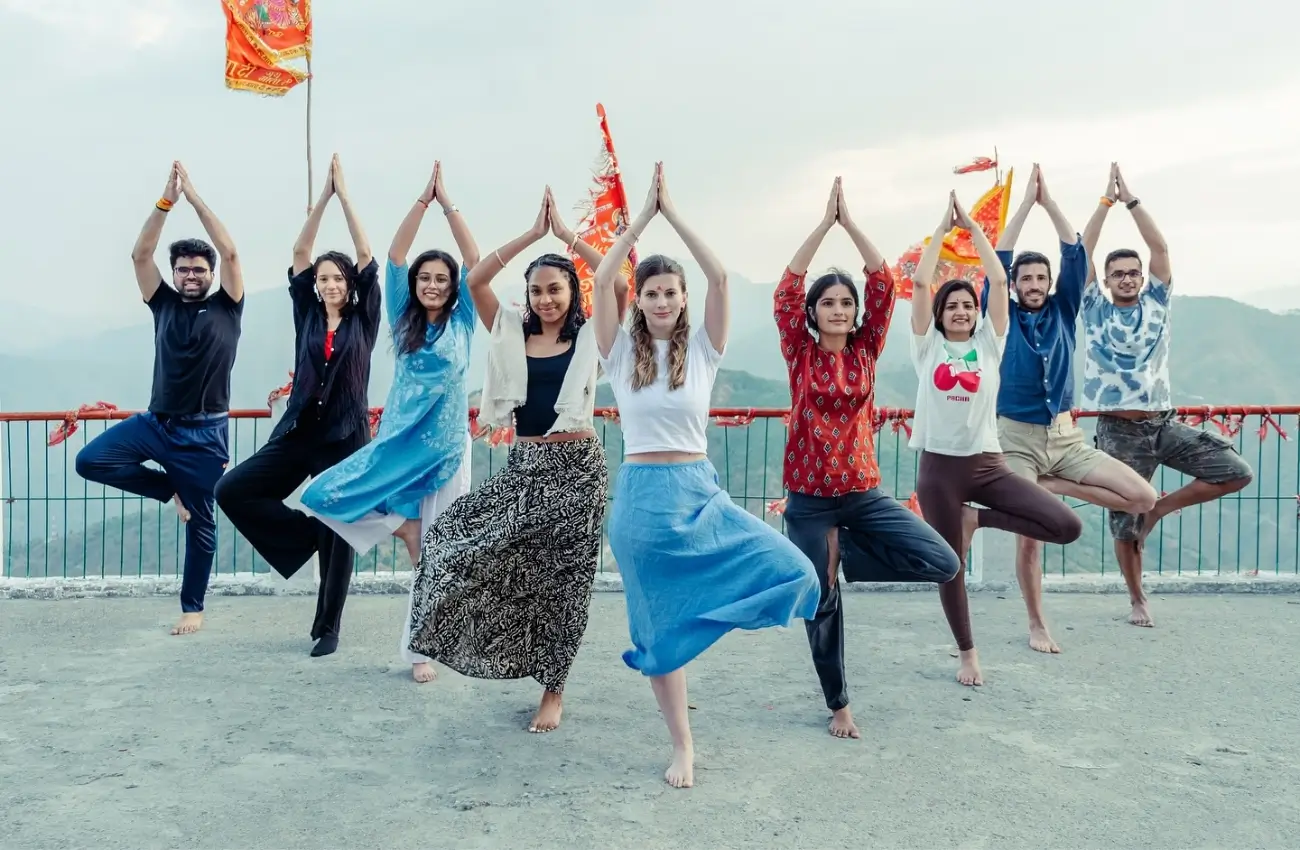Yoga practice in Himalayan surroundings of Rishikesh