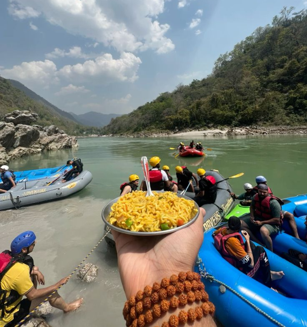 Thrilling rapids during river rafting in Rishikesh