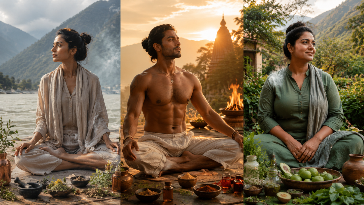 Ayurveda three doshas — Vata Pitta and Kapha explained with natural elements and body types