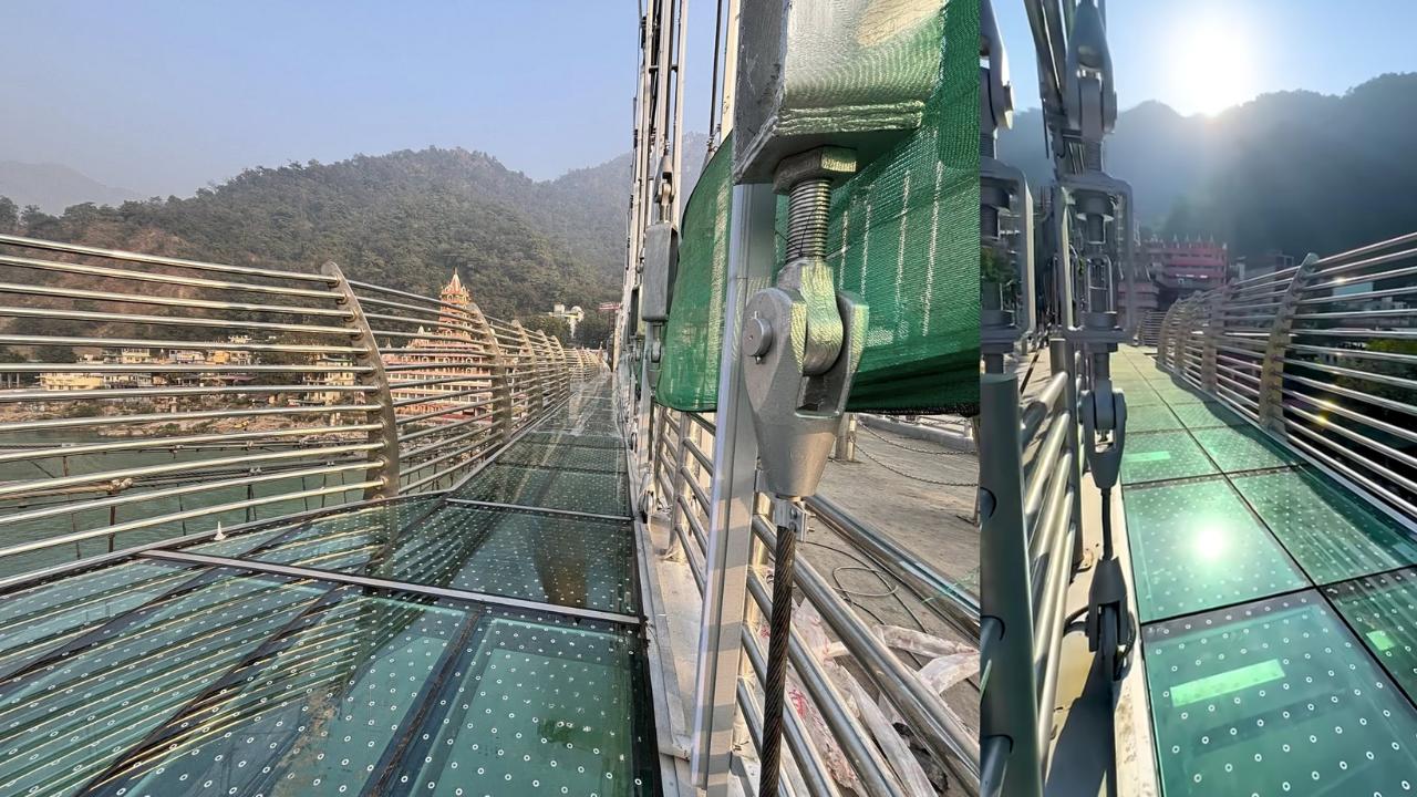Adventure walk on Bajrang Setu glass bridge in Rishikesh