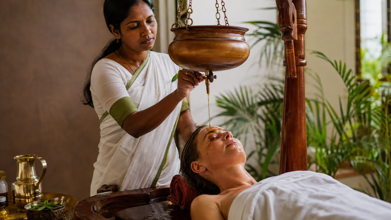 Detox retreat body wrap and clean meal setup at a Rishikesh yoga center