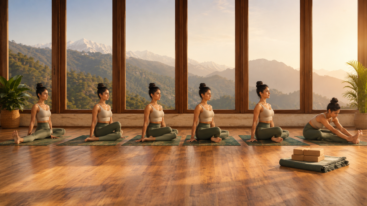 Step by step Fire Log Pose (Agnistambhasana) instructions — starting seated, placing bottom shin parallel to mat, stacking top shin, flexing feet, and folding forward