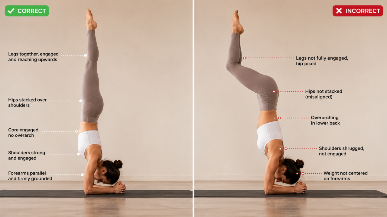 Beginner modification of Forearm Stand Pose using a wall for support