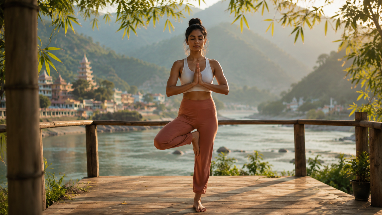 Student practicing slow Hatha yoga pose with proper alignment in a peaceful yoga class