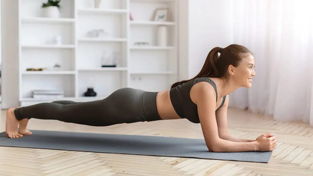 Plank pose yoga for belly fat burning and weight loss