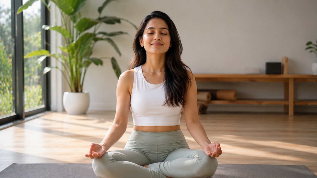 Person experiencing calm and relaxation after pranayama breathing practice
