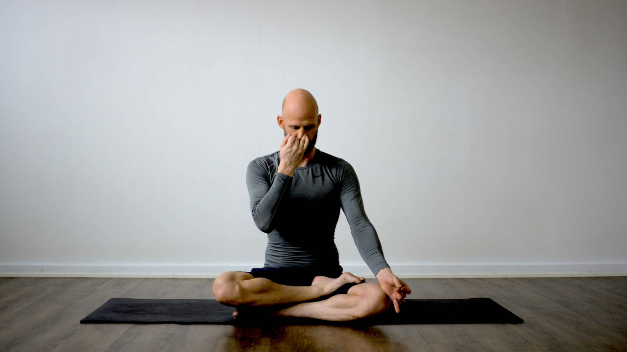 Person doing pranayama breathing techniques for full body detox and cleansing