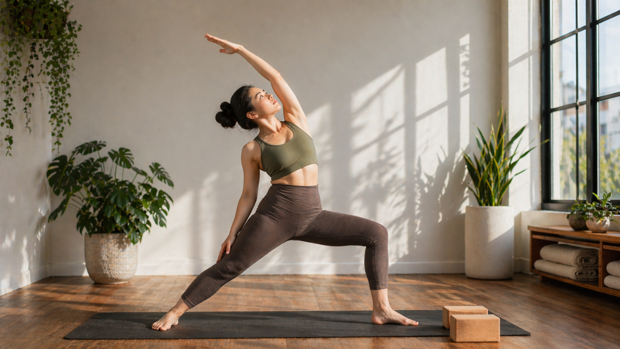 Beginner modification of Reverse Warrior Pose