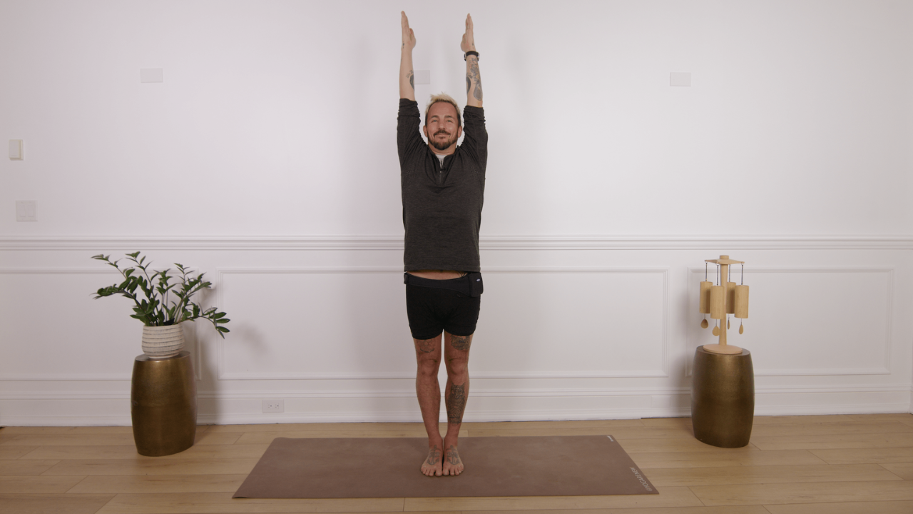 Urdhva Tadasana arms overhead variation beginner yoga mountain pose