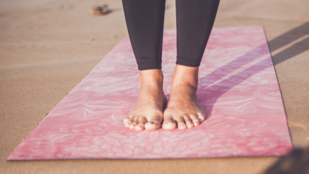Tadasana foot placement grounding technique four corners of the feet yoga