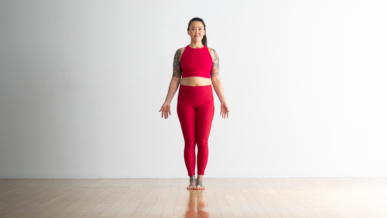 Tadasana mountain pose beginner yoga standing posture alignment