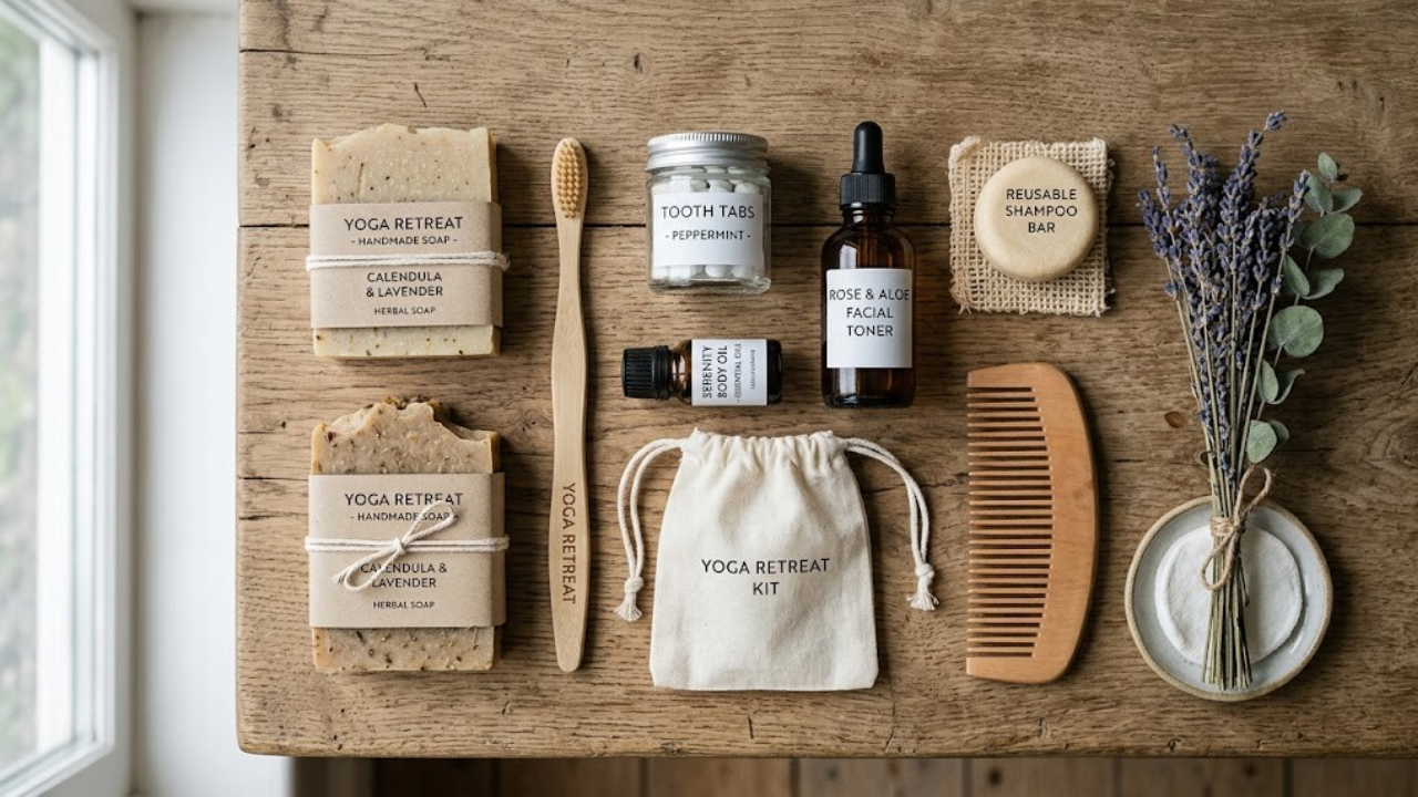Natural toiletries packing essentials for yoga retreat eco friendly products